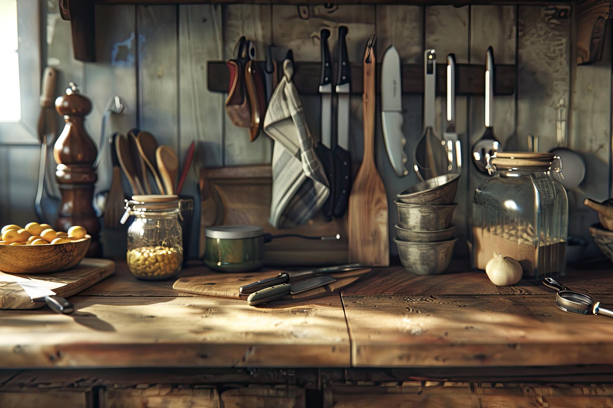 Workshop kitchen with rustic tools